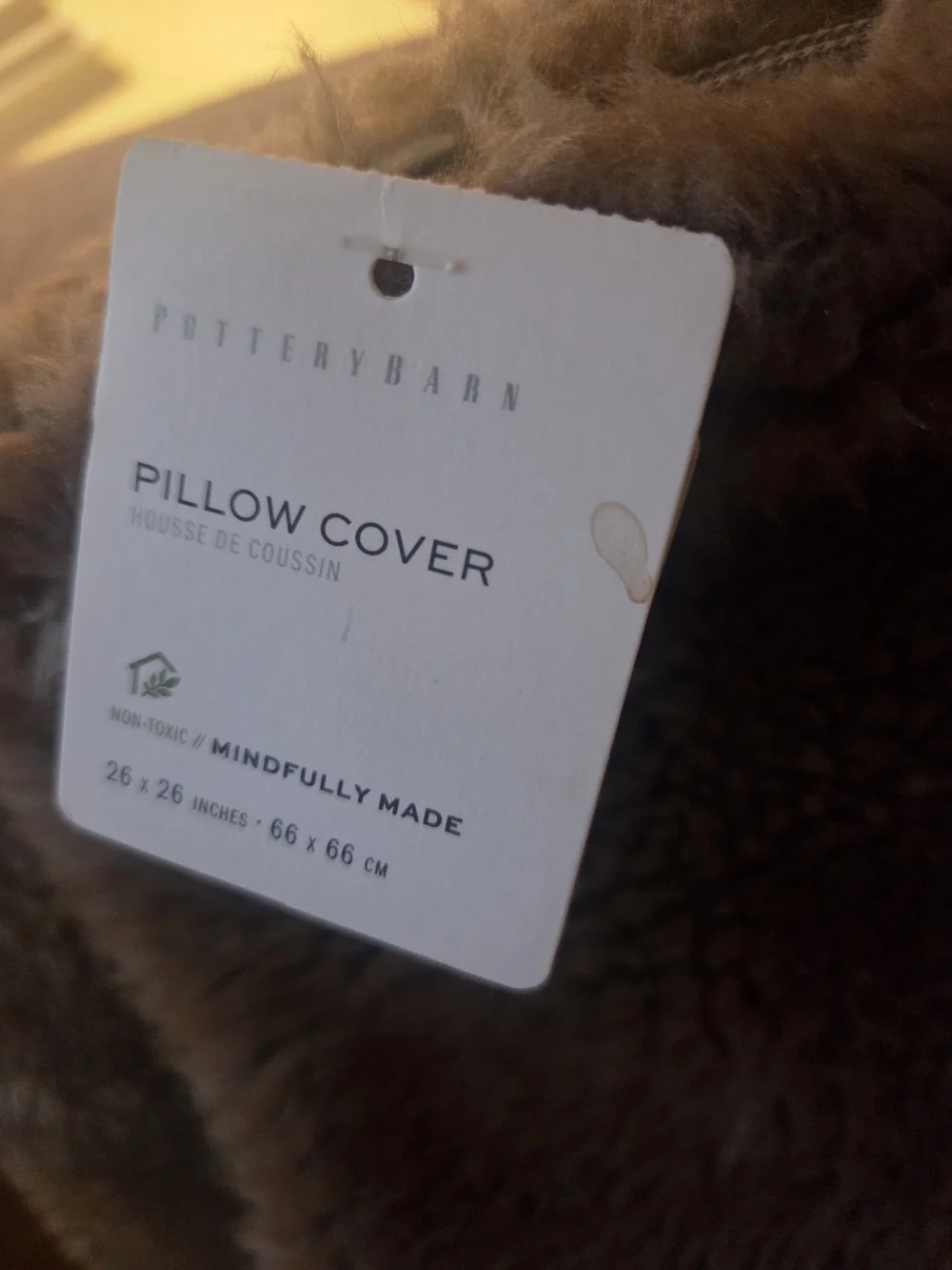 Pair Of Pottery Barn Plush Faux Fur Euro Shams- Brown NWT